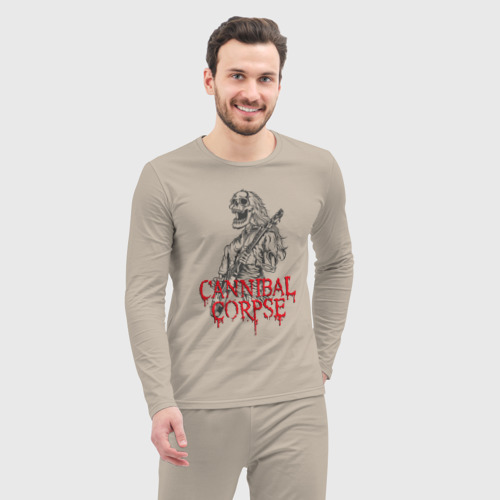 Мужская пижама с лонгсливом хлопок Cannibal Corpse Труп Канниба, цвет миндальный - фото 5