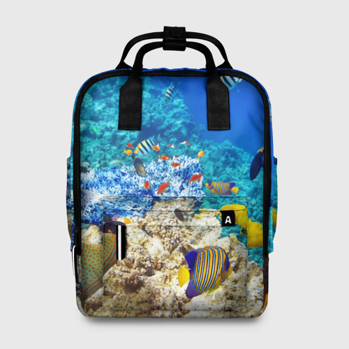 Женский рюкзак 3D с принтом Морской мир, вид спереди #2
