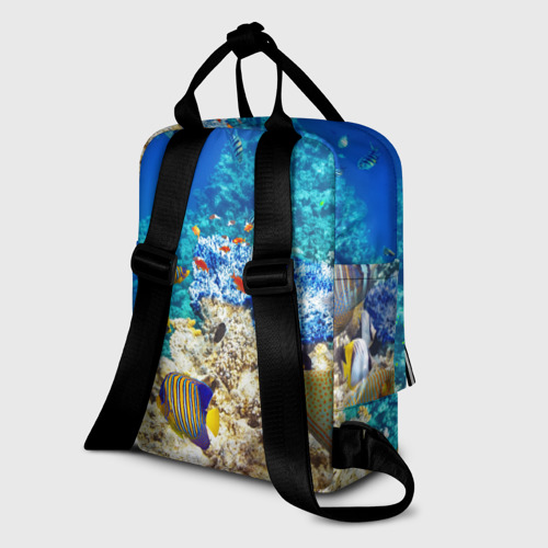 Женский рюкзак 3D с принтом Морской мир, вид сзади #1
