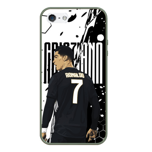 Чехол для iPhone 5/5S матовый Криштиану Роналду Juventus, цвет темно-зеленый