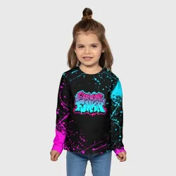 Детский лонгслив 3D Friday night Funkin neon неоновые брызги краски - фото 5