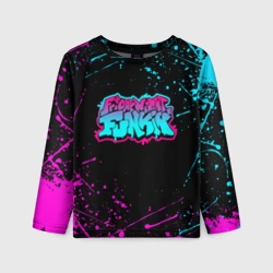Детский лонгслив 3D Friday night Funkin neon неоновые брызги краски