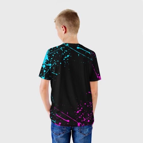 Детская футболка 3D Friday night Funkin neon неоновые брызги краски, цвет 3D печать - фото 4