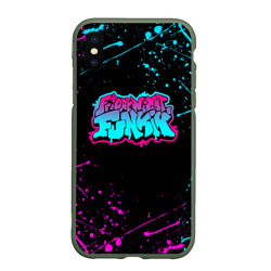 Чехол для iPhone XS Max матовый Friday night Funkin neon неоновые брызги краски