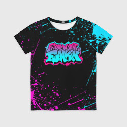 Детская футболка 3D Friday night Funkin neon неоновые брызги краски