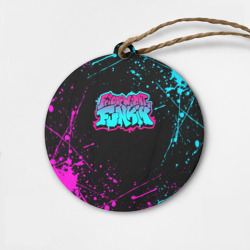 Деревянная игрушка круг Friday night Funkin neon неоновые брызги краски