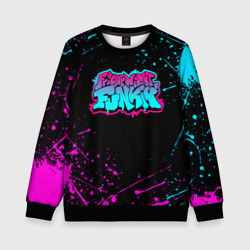 Детский свитшот 3D Friday night Funkin neon неоновые брызги краски