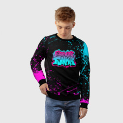 Детский свитшот 3D Friday night Funkin neon неоновые брызги краски - фото 2