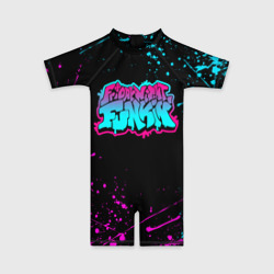 Детский купальный костюм 3D Friday night Funkin neon неоновые брызги краски