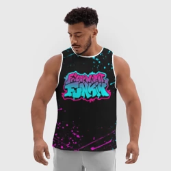 Мужская спортивная майка 3D Friday night Funkin neon неоновые брызги краски - фото 2