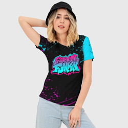 Женская футболка 3D Slim Friday night Funkin neon неоновые брызги краски - фото 2