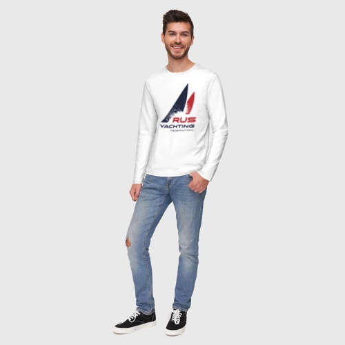Мужской лонгслив хлопок с принтом Яхтинг одежда парусный спорт, вид сбоку #3