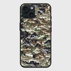 Чехол силиконовый для Apple iPhone 15 матовый Камуфляж для рыбака