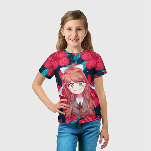 Детская футболка 3D Моника в цветах, цвет 3D печать - фото 5