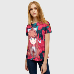 Женская футболка 3D Моника в цветах - фото 2