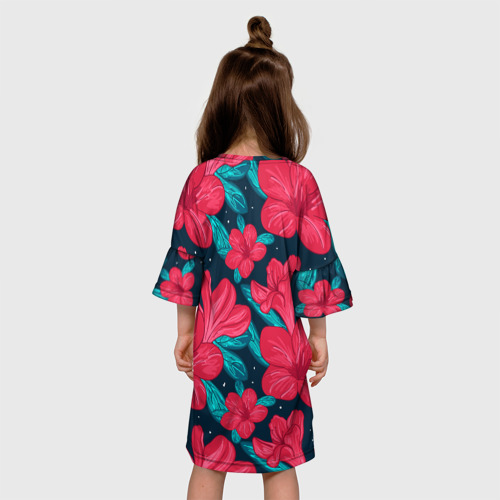 Детское платье 3D с принтом Моника в цветах, вид сзади #2