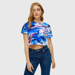 Женская футболка Crop-top 3D Тай дай океан чернил - фото 2