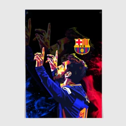 Постер Лионель Месси огонь fire