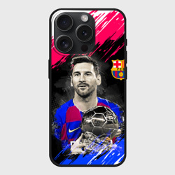 Чехол силиконовый для Apple iPhone 15 Pro матовый Лионель Месси Барселона