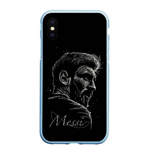 Чехол для iPhone XS Max матовый Лионель Месси Lionel Messi, цвет голубой