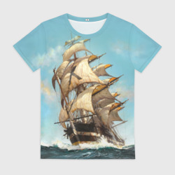 Женская футболка 3D Парусник с полными парусами