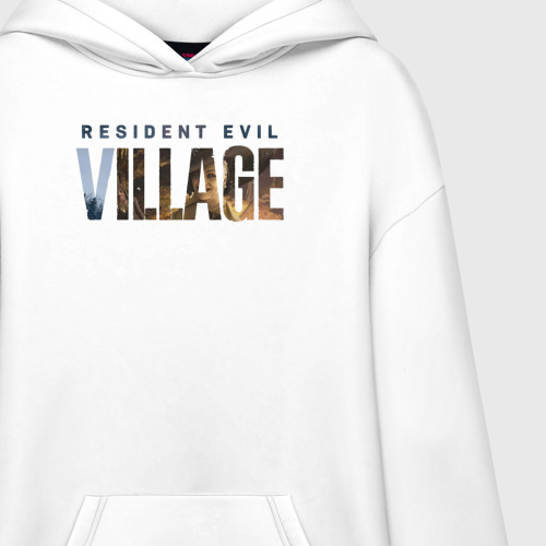 Худи SuperOversize хлопок Resident Evil 8 Village Logo Надпись, цвет белый - фото 3