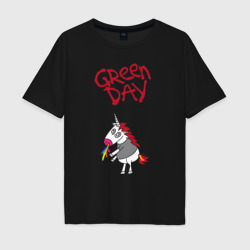 Мужская футболка хлопок Oversize Green Day Unicorn