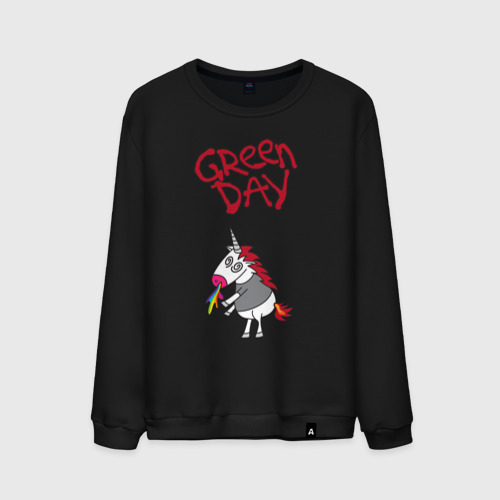 Мужской свитшот хлопок Green Day Unicorn, цвет черный