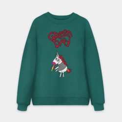 Мужской свитшот oversize без начеса хлопок Green Day Unicorn