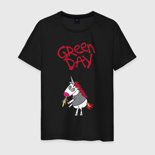 Мужская футболка хлопок Green Day Unicorn, цвет черный