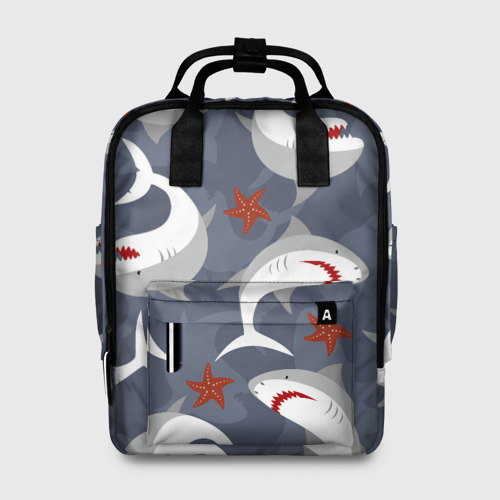 Женский рюкзак 3D с принтом Акулы, вид спереди #2