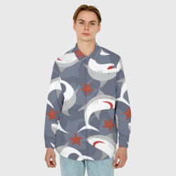 Мужская рубашка oversize 3D Акулы - фото 2