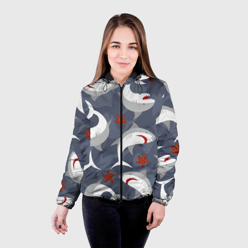 Женская куртка 3D Акулы, цвет черный - фото 3