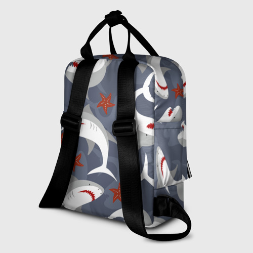 Женский рюкзак 3D с принтом Акулы, вид сзади #1