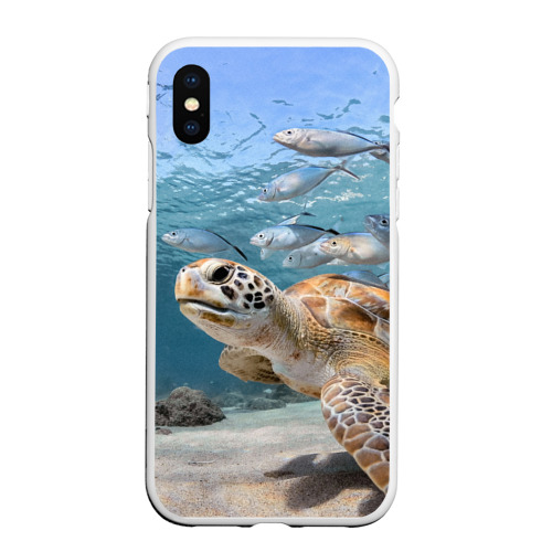 Чехол для iPhone XS Max матовый Морская черепаха, цвет белый