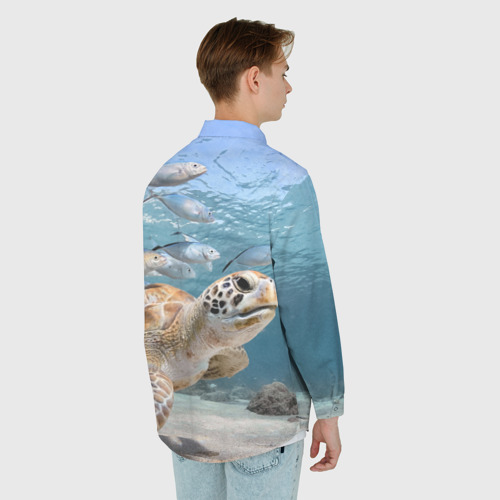 Мужская рубашка oversize 3D Морская черепаха, цвет белый - фото 4