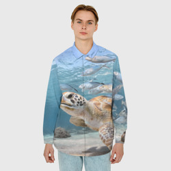 Мужская рубашка oversize 3D Морская черепаха - фото 2