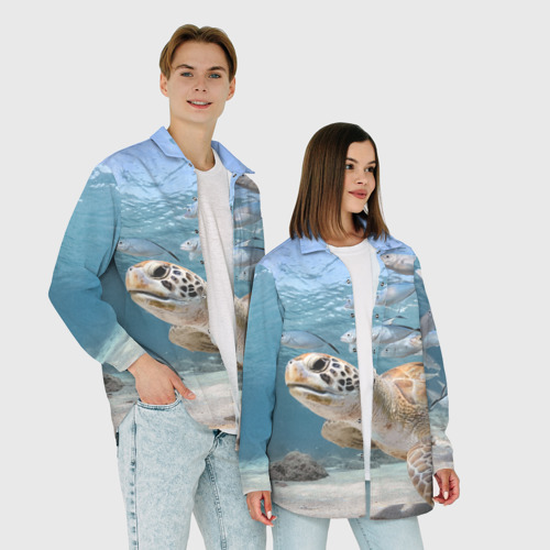 Женская рубашка oversize 3D Морская черепаха, цвет белый - фото 6