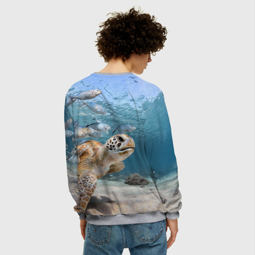 Мужской свитшот 3D Морская черепаха, цвет меланж - фото 4