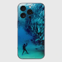 Чехол для iPhone 16 Pro силиконовый с защитой камеры Фото дайвинг
