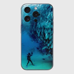 Чехол для iPhone 15 Pro силиконовый с защитой камеры Фото дайвинг