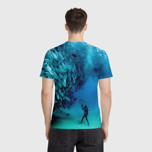 Мужская футболка 3D с принтом Фото дайвинг, вид сзади #2