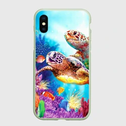 Чехол для iPhone XS Max матовый Морские черепахи