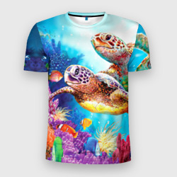 Мужская футболка 3D Slim Морские черепахи