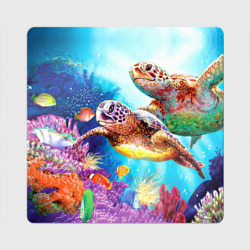Морские черепахи – Магнит виниловый Квадрат с принтом купить