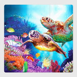 Морские черепахи – Магнитный плакат 3Х3 с принтом купить
