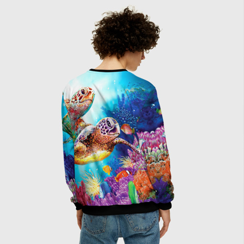 Мужской свитшот 3D Морские черепахи, цвет черный - фото 4