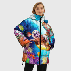 Женская зимняя куртка Oversize Морские черепахи - фото 2
