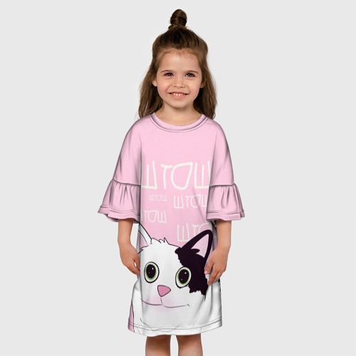 Детское платье 3D с принтом Котик штош, вид сбоку #3