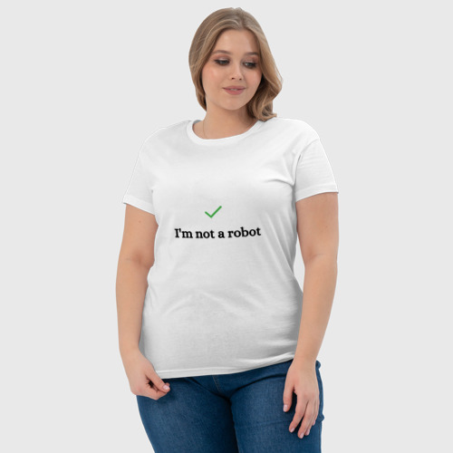 Женская футболка хлопок Капча "Я не робот", цвет белый - фото 6